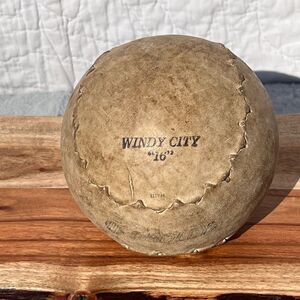 Authentic Dudley “Windy City” hand stitched 16” softball from Haiti.